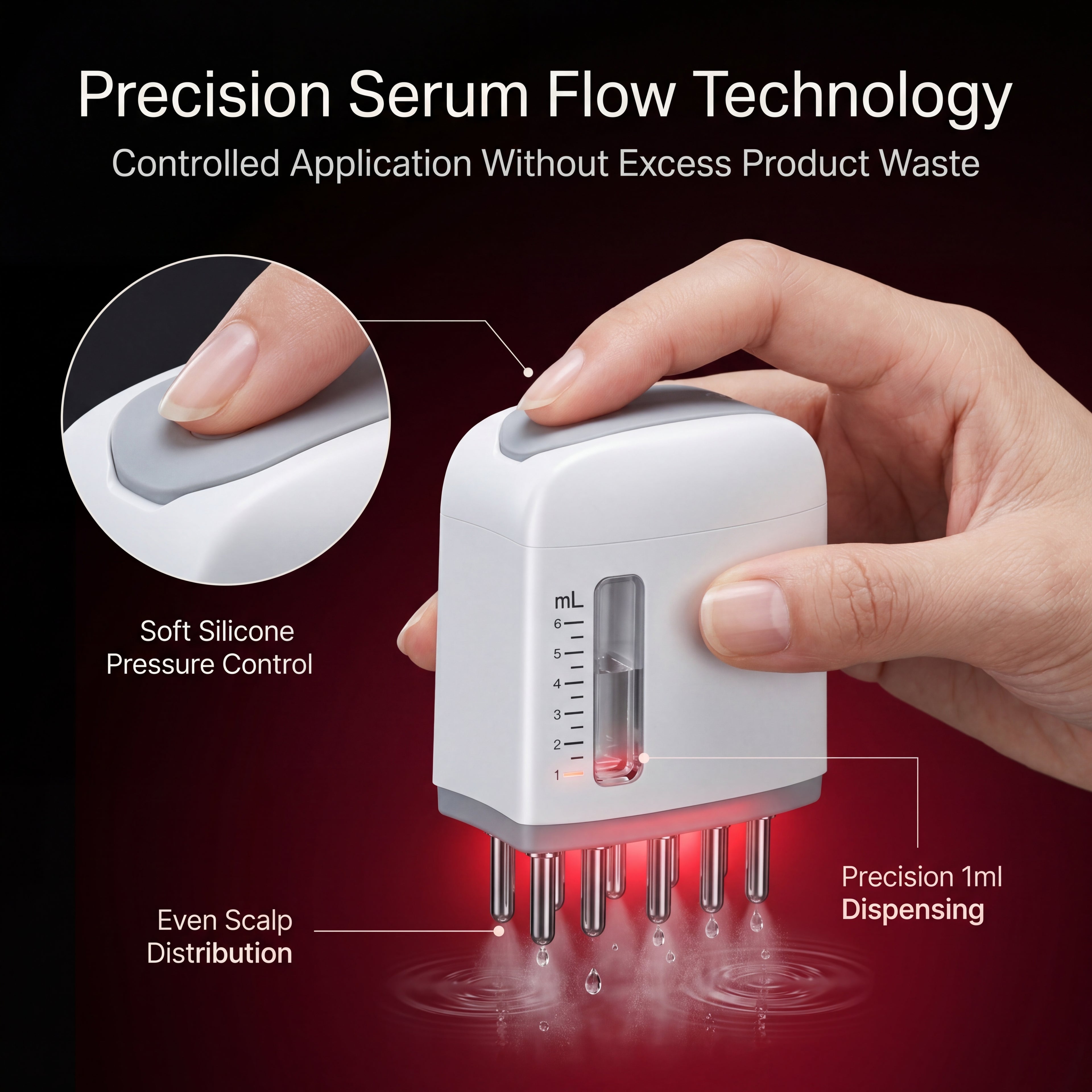 LumaRoot Scalp Revival Massager - Red Light Vibration Scalp Massage Comb for Healthier-Looking, Fuller-Looking Hair