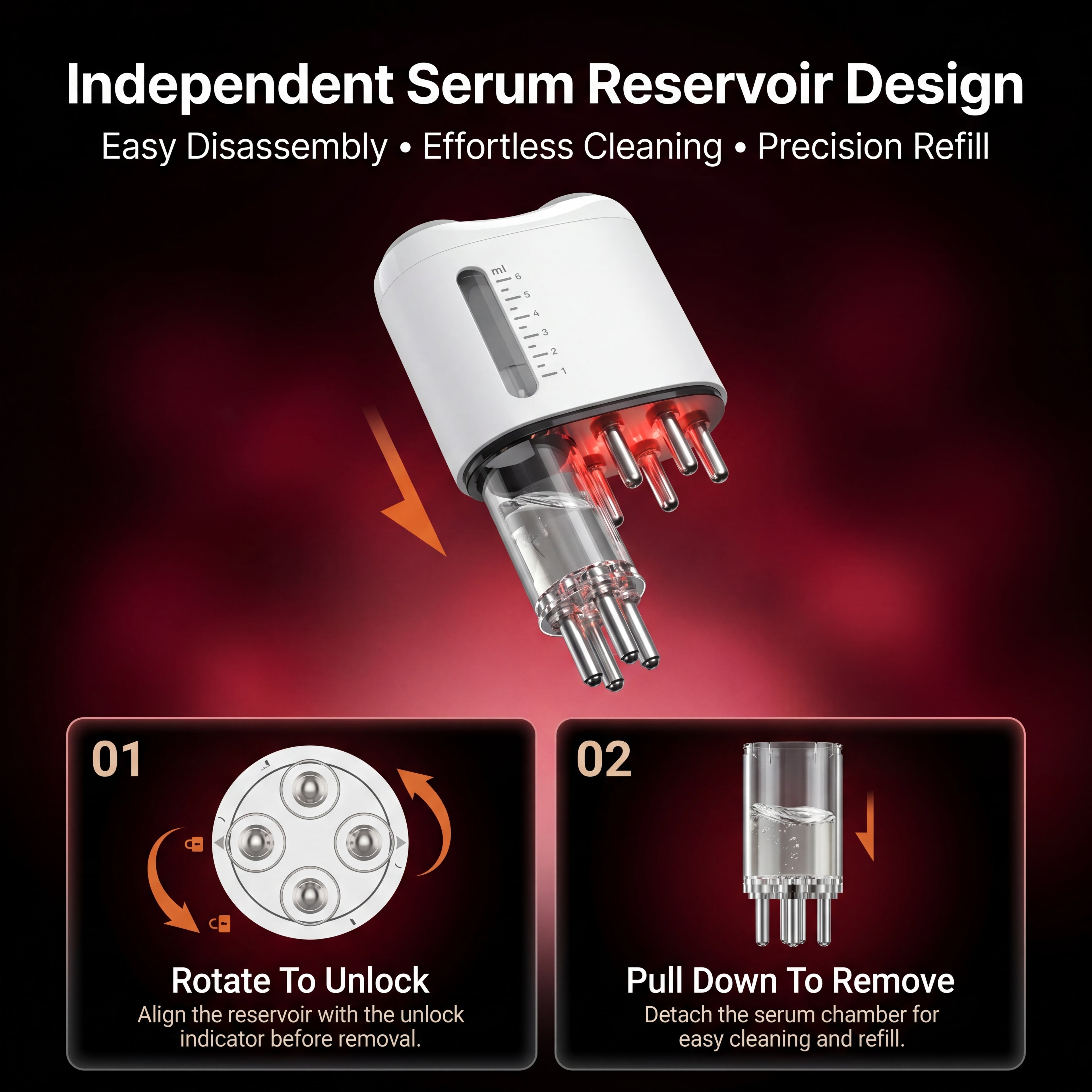 LumaRoot Scalp Revival Massager - Red Light Vibration Scalp Massage Comb for Healthier-Looking, Fuller-Looking Hair