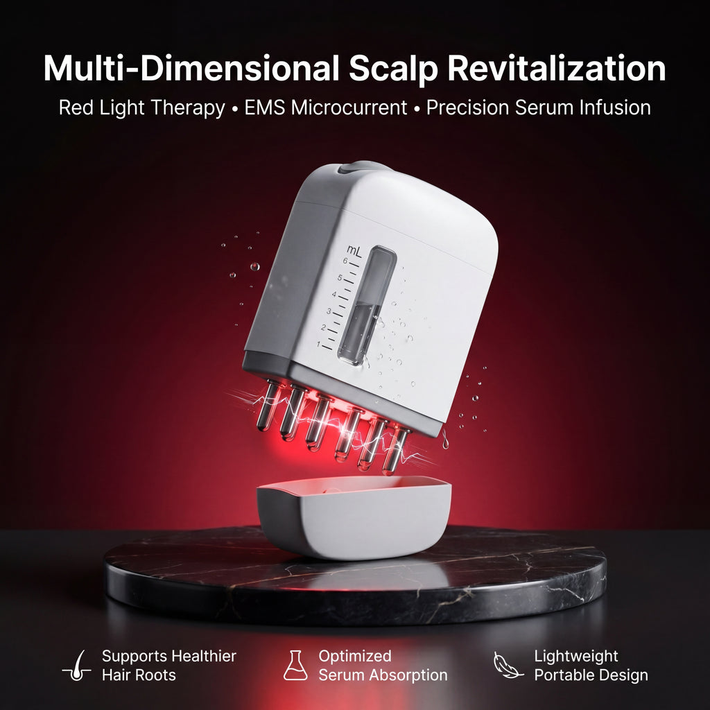 LumaRoot Scalp Revival Massager - Red Light Vibration Scalp Massage Comb for Healthier-Looking, Fuller-Looking Hair