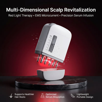 LumaRoot Masajeador Revitalizante del Cuero Cabelludo - Peine Masajeador Vibratorio con Luz Roja para un Cabello de Aspecto Más Sano y Abundante